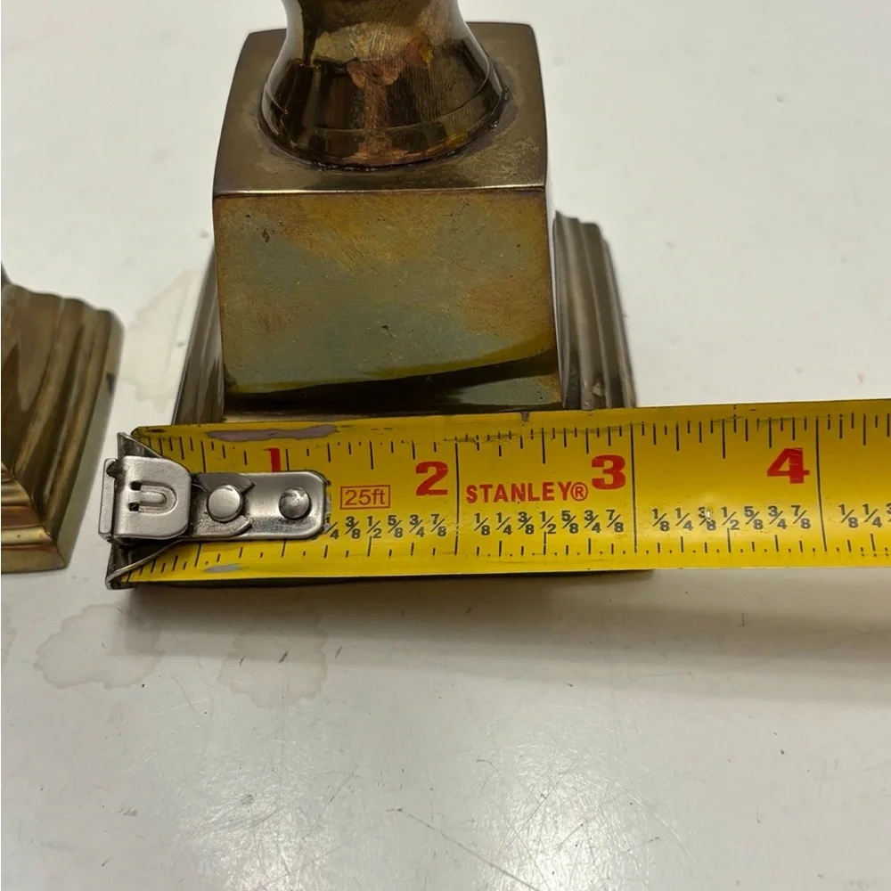 Pair of 2 vintage solid brass candle holders